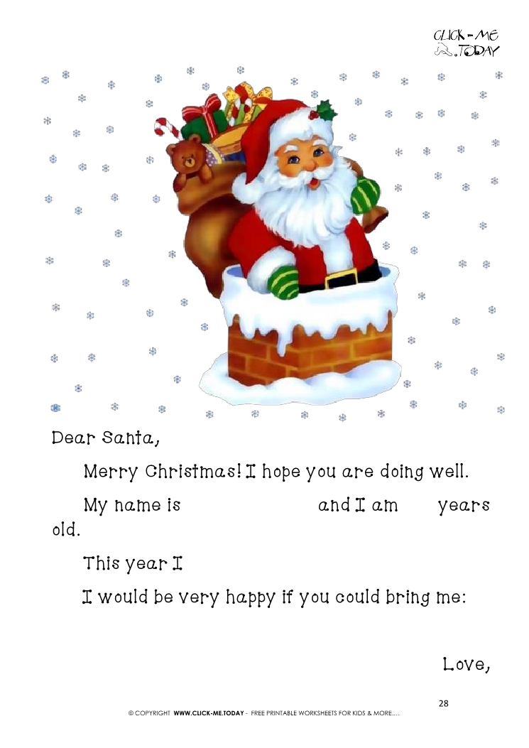 Free ready Letter to Santa paper and text Santa chimney 28